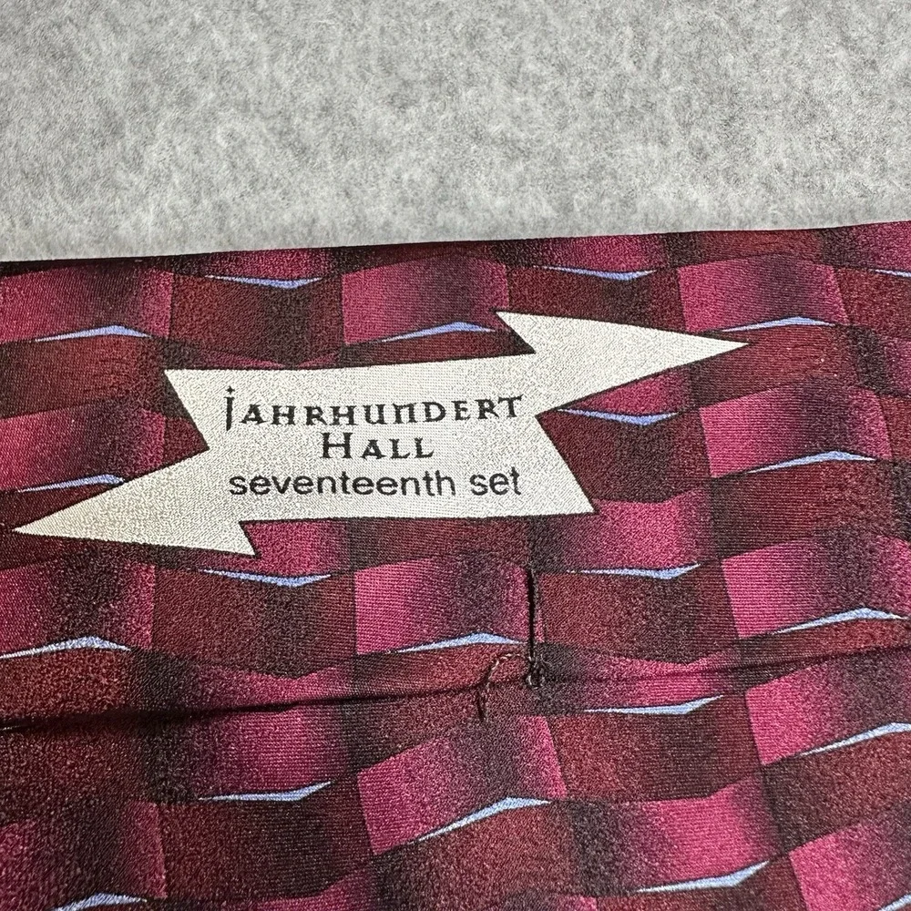 Vintage Grateful Dead 'Jahrhundert Hall 17th Set' Burgundy Geometric Tie 1996